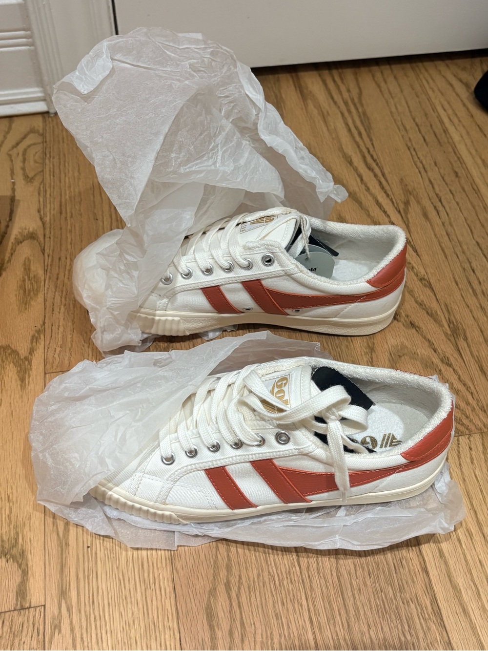 Gola Mark Cox White and Coral vegan Sneaker